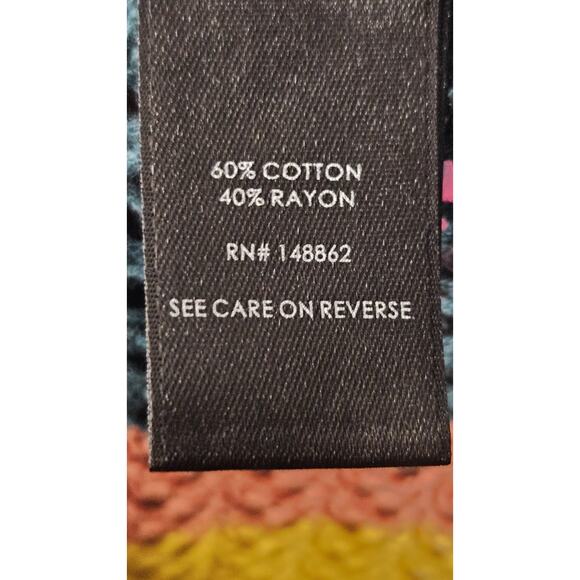 Torrid Striped Open Stitch Pullover Fringe Hem Sweater 1X Kangaroo Pocket Boho - Picture 6 of 7